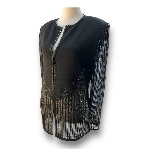 ST JOHN COUTURE By Marie Gray Evening Beaded Top Round Neckline Zipper Front 6 - Picture 6 of 15